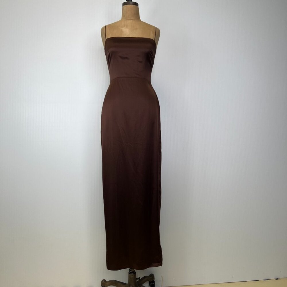 Reformation Dress Women 4 Petite Silk Frankie Maxi Back Slit Work Party Core Ne